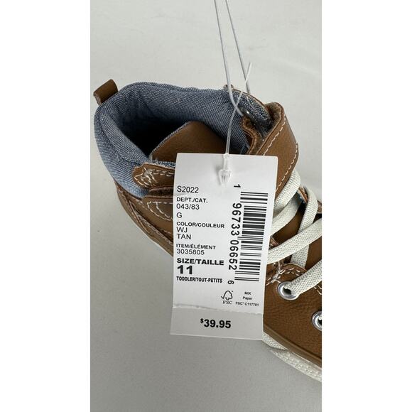 The Childrens Place Toddler Boys Lace Up Hi Top Boots Tan Size 11 New - Picture 3 of 8